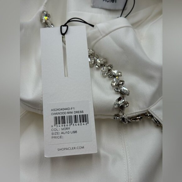 🆕 ACLER 🧿 NWT Oakwood Crystal Embellished Crepe Mini, Ivory - Sz AU 10 US 6 - Picture 14 of 16